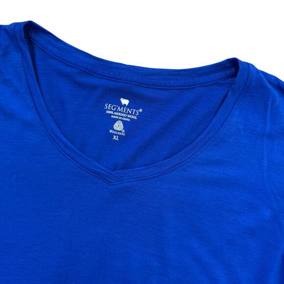 Segments 100% Merino Wool V-Neck Long Sleeve Top XL Blue-Small Holes FLAWS Read* - Picture 2 of 6